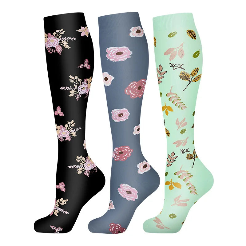 58 Styles 3 Pairs/Pack Compression Socks Knee High 30MmHg Women Men Sports Socks Edema Diabetes Varicose Veins Running Socks Quick Pick Grocers